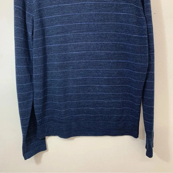 Jos A Bank‎ Sweater Men XL  Long Sleeve  Blue Stripe Cotton Stretch Crew Neck - Picture 3 of 10